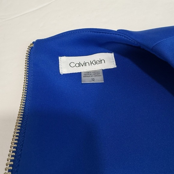 Calvin Klein Blue Queen Anne Envelope Neck Sleeveless Scuba Sheath Dress Size 12 - Picture 10 of 11